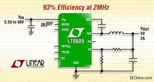 ���������Ƴ�2A ͬ�������� DC/DC �D�Q������ 2MHz �ṩ 93% Ч��