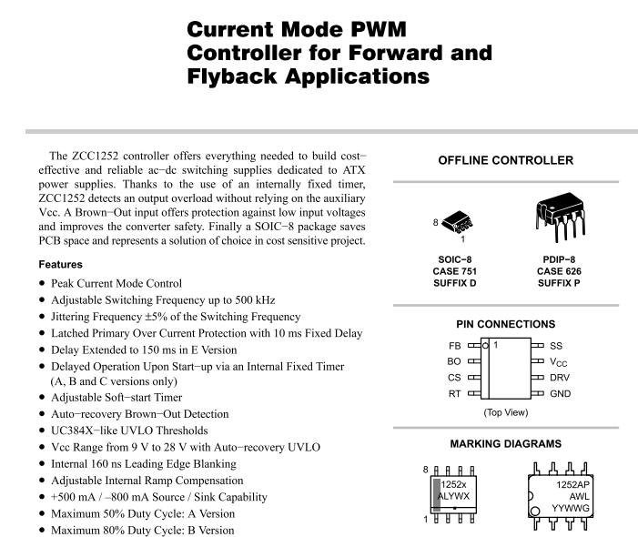 ZCC1252 ���������ͷ������õ����ģʽpwm����