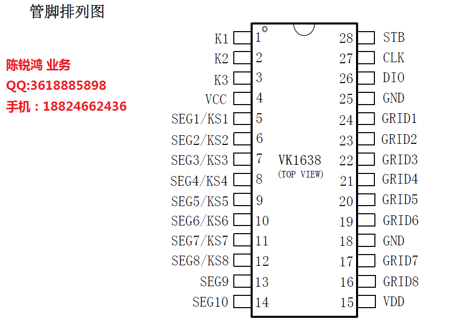 VK1638 80c x{(ji)· 늏λ·LED(sh)@
