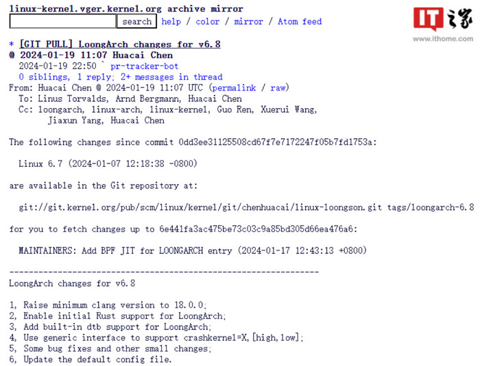 о LoongArch  Linux 6.8 Ⱥ״֧ Rust