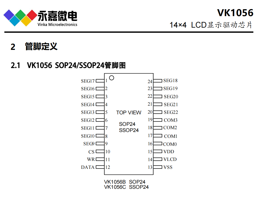 LCD(q)(dng)δa(q)(dng)ICСbҺ(q)(dng)оƬVK1056Q QFN24 3/4ͨӍӿ