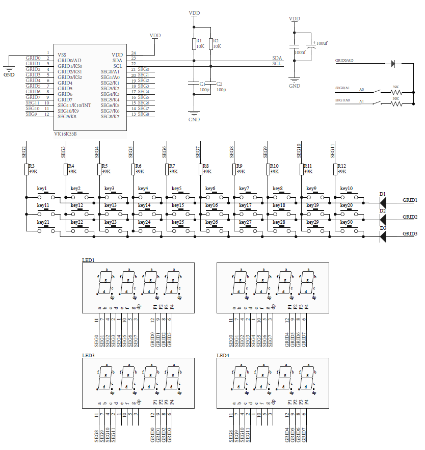 LED߿ɔ_@оƬaICF@ʾVK16K33BQ QFN24