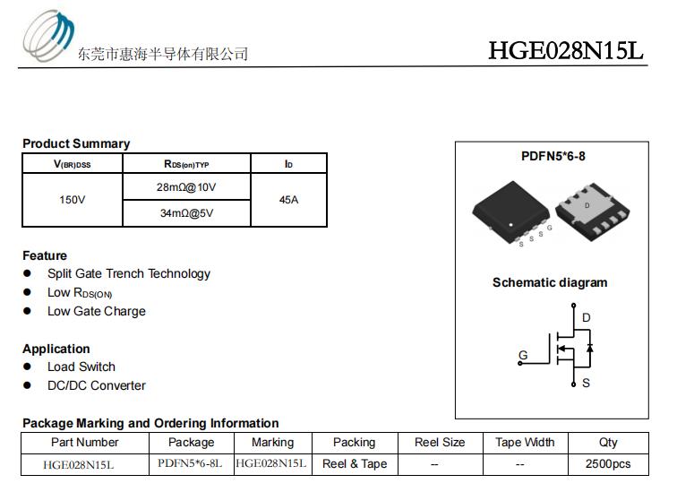 HGE028N15L DCDC·MOSܵxָ20-250Vȫϵе̓MOS